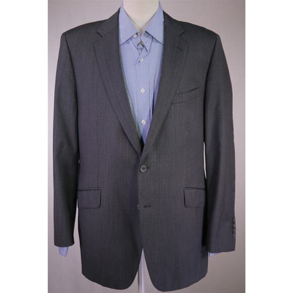 Custom Made Gray Herringbone 2-Btn Blazer Jacket 42R - Picture 2 of 10